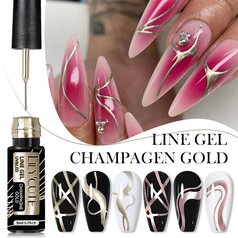 sengpan Super-Bright Metallic Painting Liner Gel Polish Silver Gold Mirror Gel Nail Polish Semi Permanent UV Nail Art Vernis