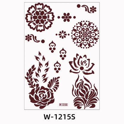 Lianfudai New Design Brown Henna Tattoos for Women Flower Mandala Mehndi Sticker for Hand Waterproof Tattoo Fake Hena Tatoo