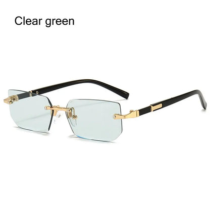 sengpan Trendy Rimless Sunglasses for Men Women Fashion Frameless Rectangle Sun Glasses Retro Shades Summer Traveling Eyewear UV400