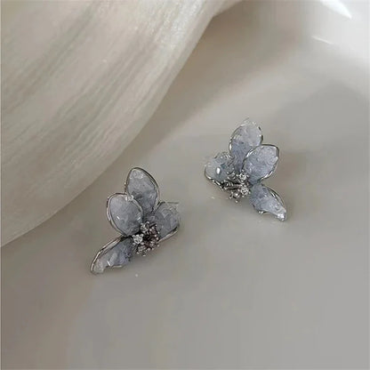 sengpan New Korean Fashion Color Crystal Flower Butterfly Earrings for Women Exquisite Elegant Earring Party Wedding Luxury Jewelry Gift