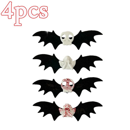 sengpan 1/4pcs Skull Bat Hair Clips Gothic Duckbill Clips Halloween Angel Bat Hair Barrettes Lolita Hairpin Creative Hair Styling Tools