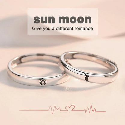 sengpan Sun Moon Couple Rings Set Open Adjustable Ring Eachother Lovers Minimalist ring gift Engagement Wedding Rings Bride Jewlery