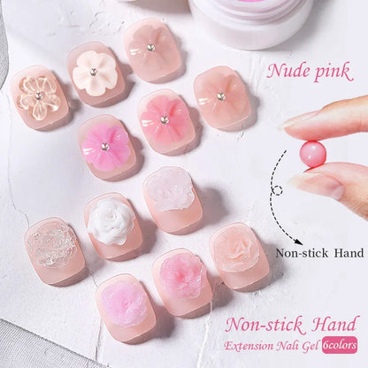 sengpan 8ML Clear Non Stick Hand Solid Extension Nail Gel Polish Carving Flower Nail Art Construction UV Gel Acrylic Varnishes