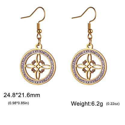 sengpan  Crystal Witch Knot Earrings for Women Stainless Steel Celtic Knot Rhinestone Drop Earrings Vintage Amulet Jewelry Gifts