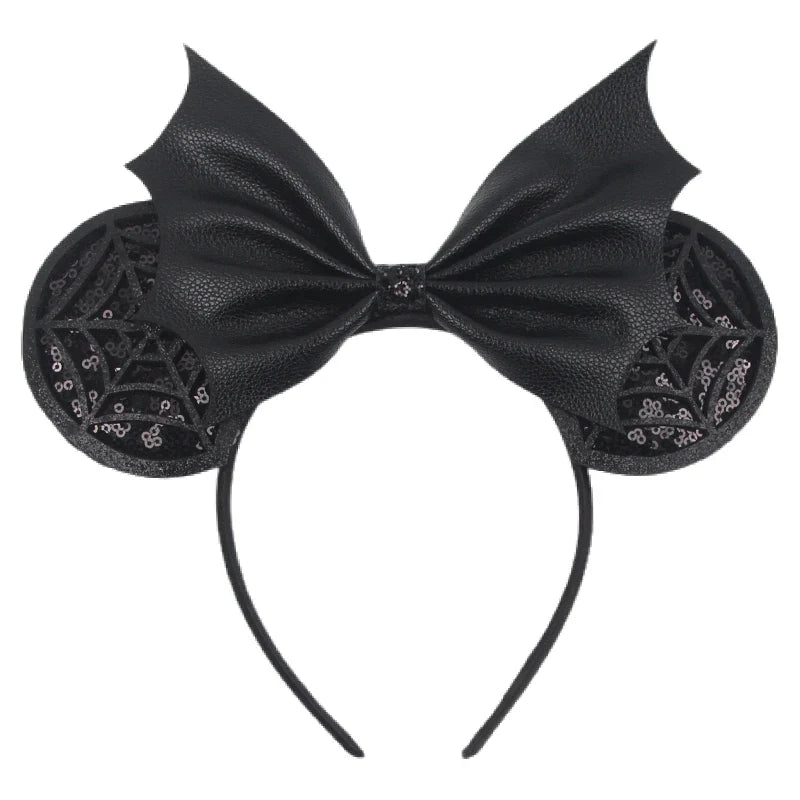 sengpan 2024 Nieuwe Disney Mouse Ears Headband  Hoofdband Bat Pompoen Lovertjes Strik Halloween Festival Feest Cosplay Haaraccessoires