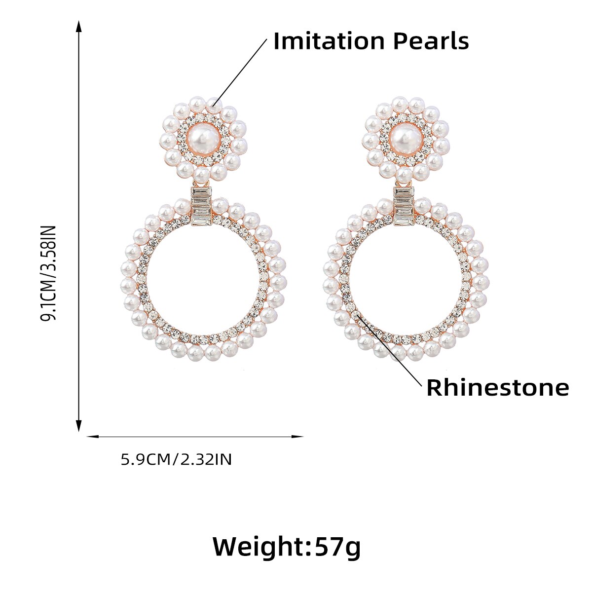 sengpan western jewelry for women New Shiny Rhinestone Imitation Pearl Hoop Earrings Women's Earrings Dinner Party Wedding Fashion Statement Jewelry Accessories