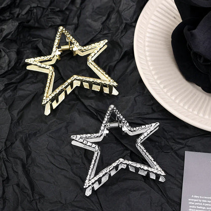 sengpan Y2K Aesthetic Metal Hollow Star Pentagram Heart Hair Claws Hair pins for Women Ponytail Shark Clip Hair Crab Claw Accessories