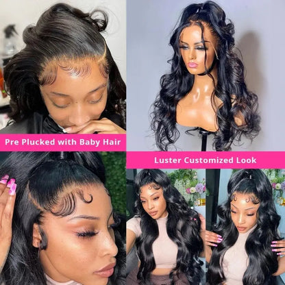 sengpan Body Wave 13x4 Lace Front Human Hair Wigs 34inch Brazilian Remy Transparent Lace Closure Wig For Women Lace Frontal Wig