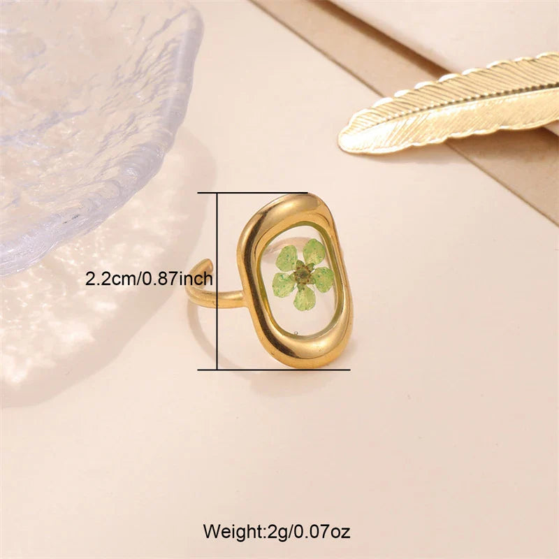 sengpan Ins Retro Women's Fashion Jewelry Eternal Flower Series Stainless Steel Ring Love Accessories Open Ring