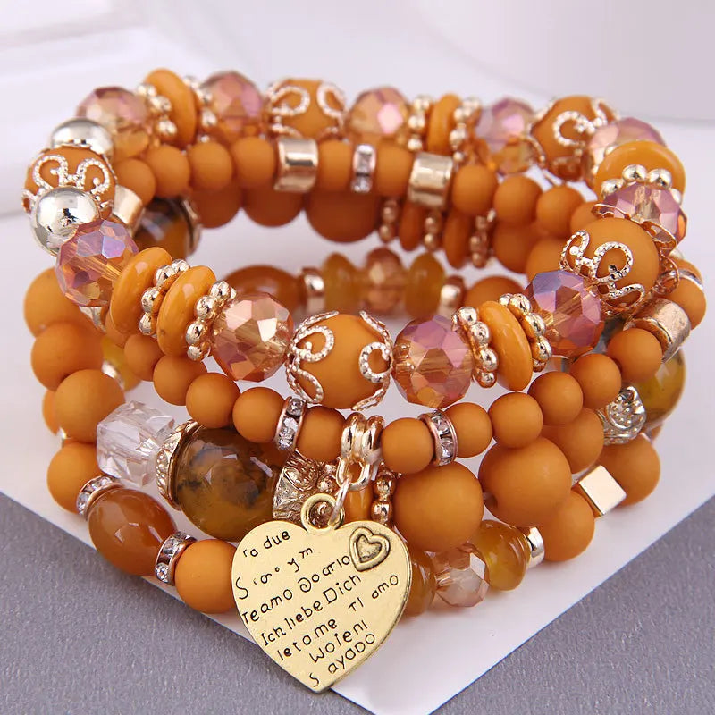 sengpan  Bohemian White Crystal Beads Strand Bracelets For Women Girls Ethnic Tree Of Life Charm Wrap Bracelet Pulseira Feminina