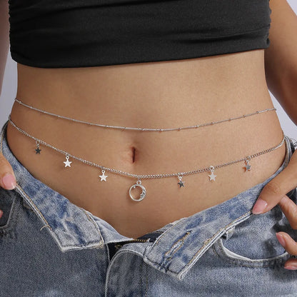 sengpan Fashion Simple Double Layer Bead Chain Ladies Waist Belly Chain Belly Belt Chain Fashion Body Jewelry Spring Summer Gifts