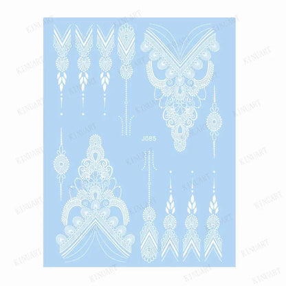 sengpan White Henna Tattoo Sticker Waterproof Temporary Tattoos for Women Body Art Mehndi Stickers for Hand Wedding Party Hena Tattoo