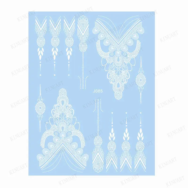 sengpan White Henna Tattoo Sticker Waterproof Temporary Tattoos for Women Body Art Mehndi Stickers for Hand Wedding Party Hena Tattoo