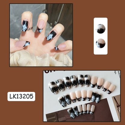 sengpan 24p Artifical Fake Nails Full Coverage False Nails White Clouds French Long Wearing Reusable Nail Coffin Ballerina Press on Nail