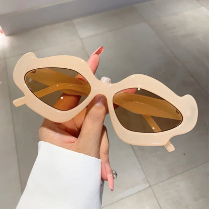 sengpan Vintage Flower Women Sunglasses 2024 New Stylish Irregular Shape Gradient Shades Trendy Luxury Brand Design Party Eyewear