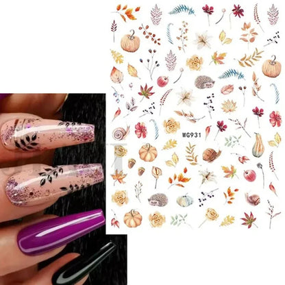 sengpan Simple Flowers 3D Nail Stickers Spring Summer Blossom Floral Tulip Fruit Nail Art Decals Adhesive Sliders Manicure Decorations