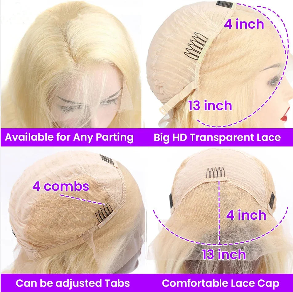 sengpan Blonde Bob Wig Human Hair 613 Bob Lace Front Wig Human Hair 13X4 Blonde lace Front Bob Wig Human Hair Pre Plucked 180% 12A