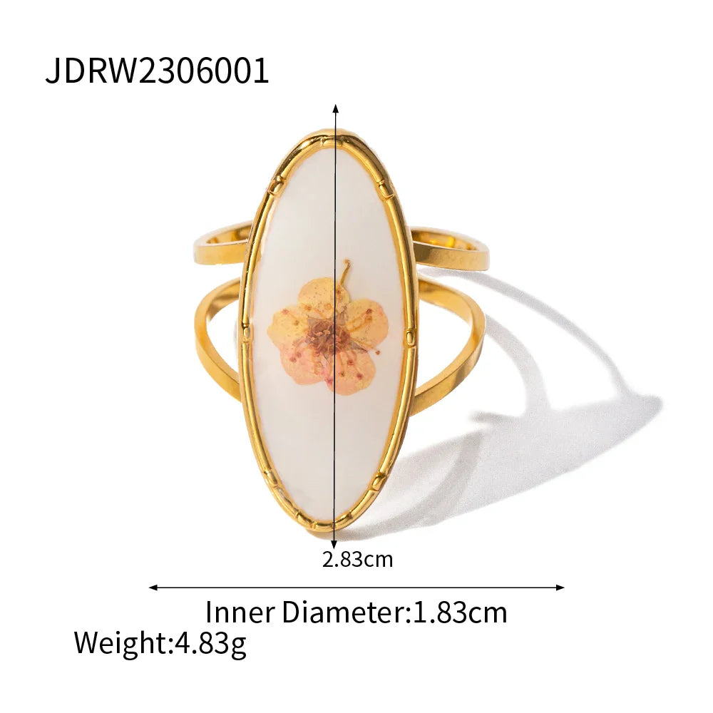 sengpan Retro Eternity Flower Design 18K Gold Plated Jewelry Adjustable Stainless Steel Waterproof Ring For Ladies Jewelry Gift