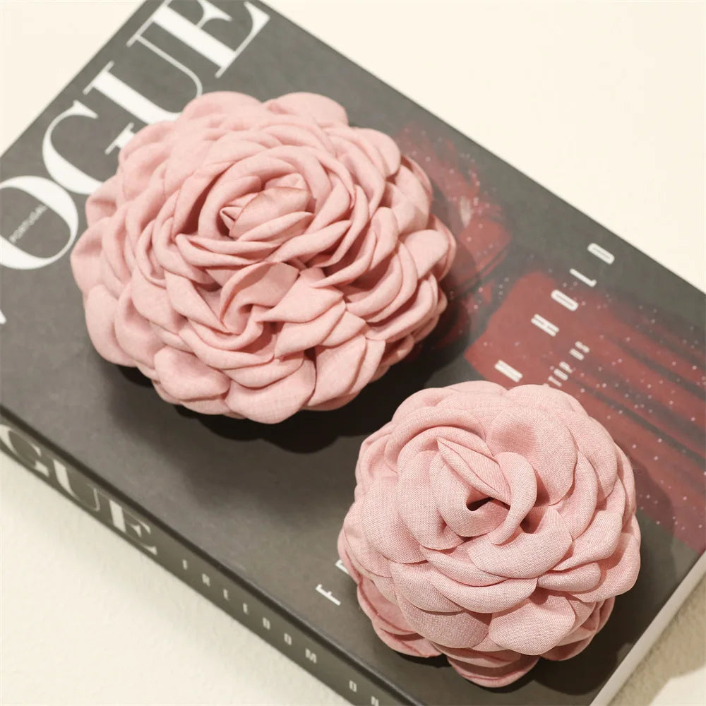 sengpan Spring Summer Colored Flower Large Hair Claw Headdress for Women Fashion Korean Cloth Rose Shark Clip Hairpin Hair Accessories