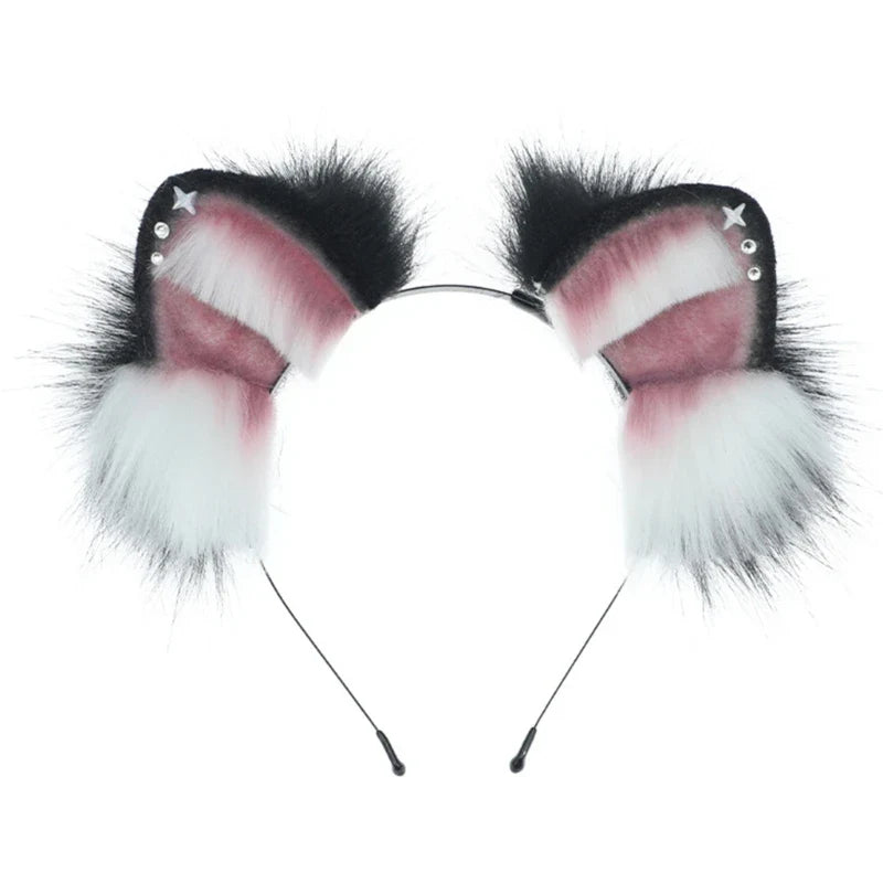 sengpan Handmade Faux Fur Plush Cat Deer Ear Headband Women Cartoon Cosplay Costume Ears Hair Hoop Halloween Party Role Play Hairband