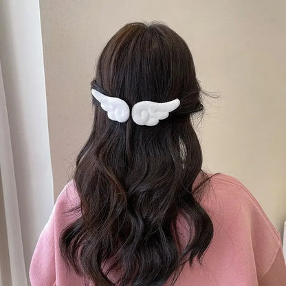 sengpan New Angel Wing Side Bangs Sweet Girl Hair Clip Cute and Versatile Simple and Simple Solid Color Duckbill Clip Girl Accessories