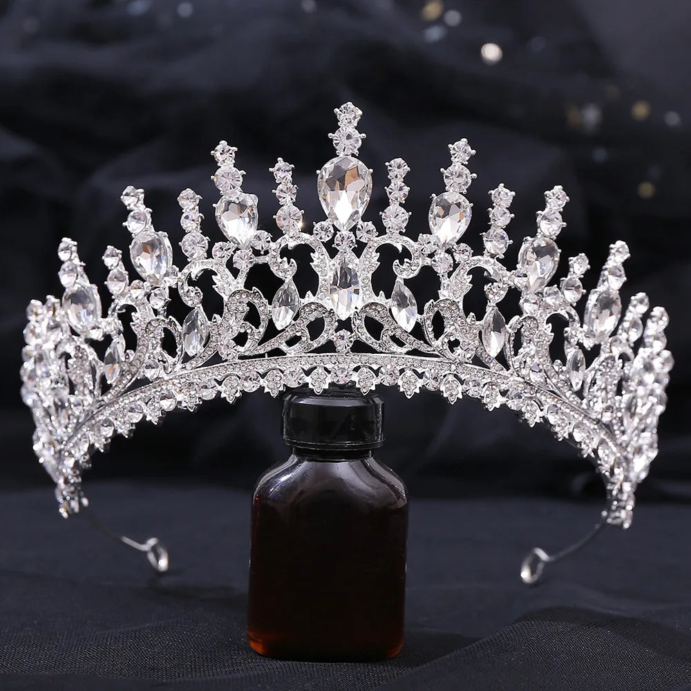 sengpan Baroque Crystal Tiaras And Crowns Rhinestone Prom Bridal Wedding Hair Accessories Jewelry Crown Tiara For Women Bride Gift