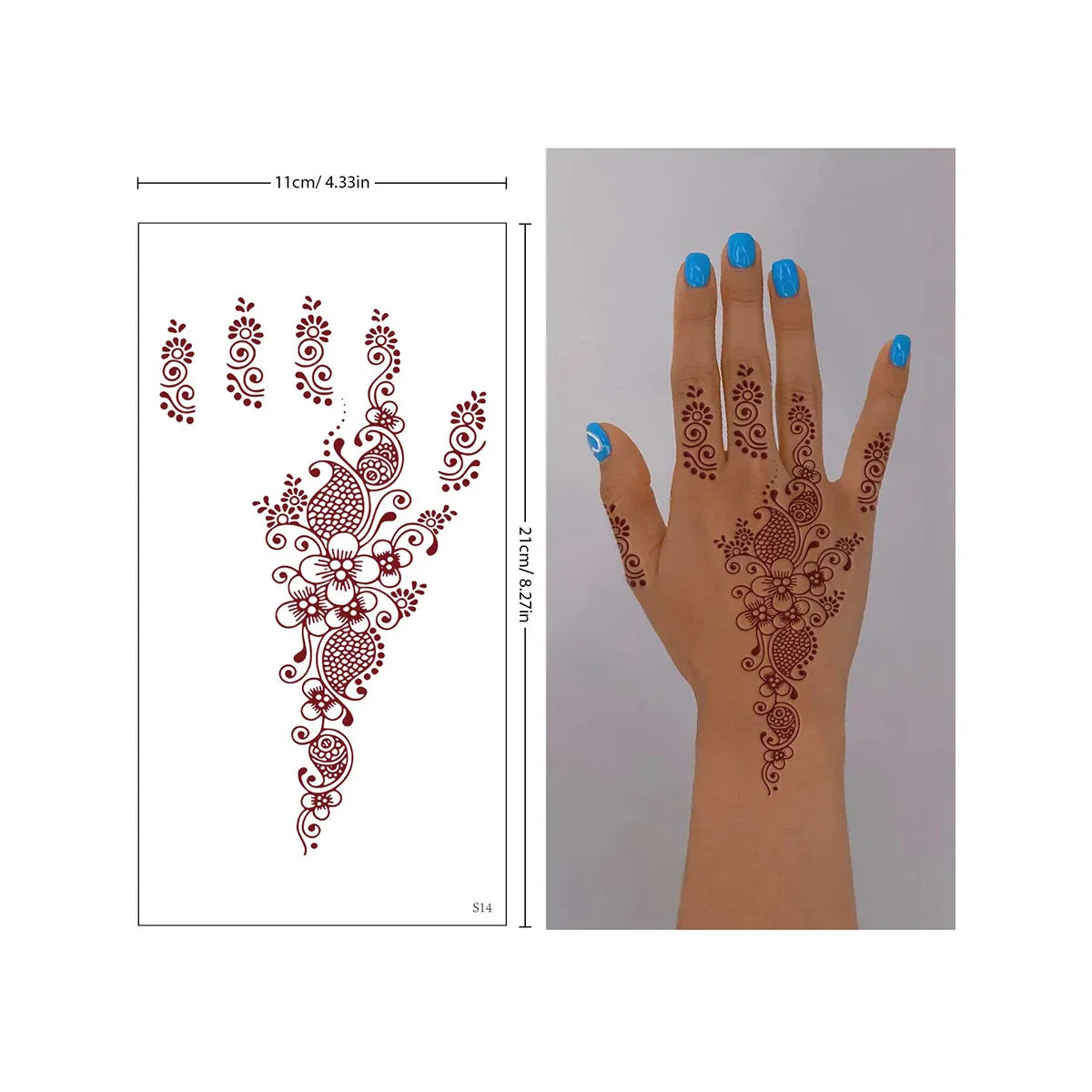 sengpan Red Lace Henna Tattoo Sexy Maroon Tattoo Stickers Waterproof India Mehndi Design Temporary Tattoos Finger Hand Tattoo For Women