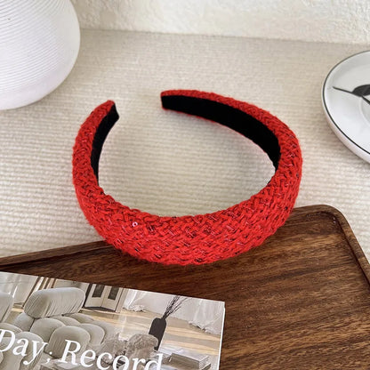 sengpan New Year's Christmas Headbands Red Series Knitted Wool Hair Hoop For Womens Elegant Lattice Hair Bands Fashion Hair Accessories