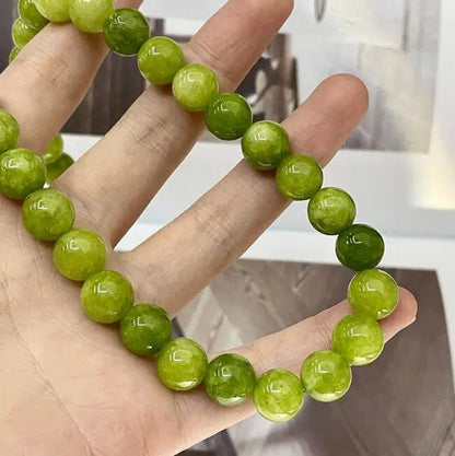 Lianfudai French Style Green Natural Stone Necklace for Female Summer Handmade Beaded New Chinese Style Neck Chain