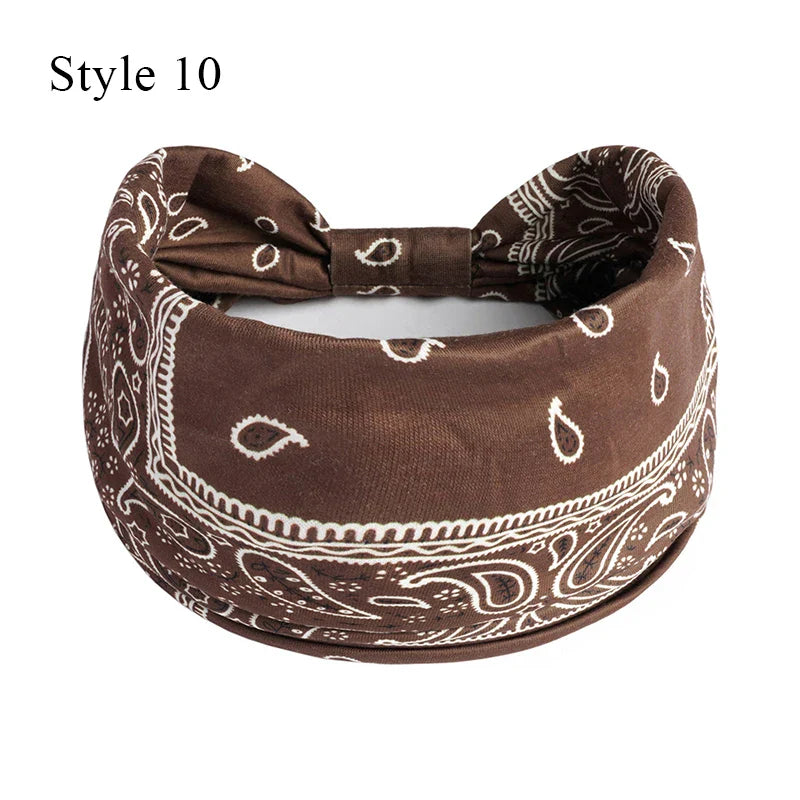 sengpan Boho Knot Turbans Yoga Elastic Head Wrap Women Headband Wide Hairbands Headwear Floral Bandanas Fashion Hair Band Accessories