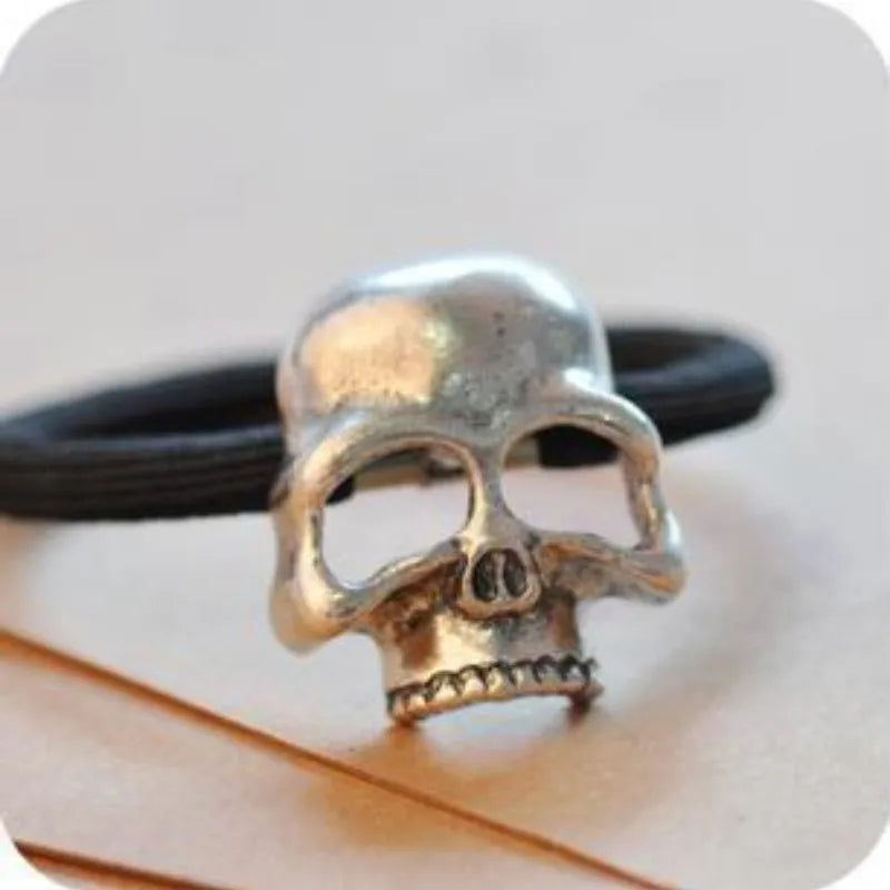 sengpan Gothic Punk Skull Elastic Hair Bands Hair Accessories Retro Funny Halloween Cosplay Party Skeleton Headdress Hair Ties Wholesale