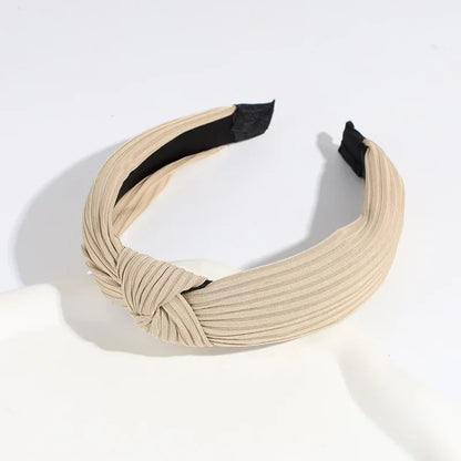 Lianfudai  New Solid Knotted Hairbands Wide Cross Knit Hair Hoop Headwear Girls Women Hair Accessories