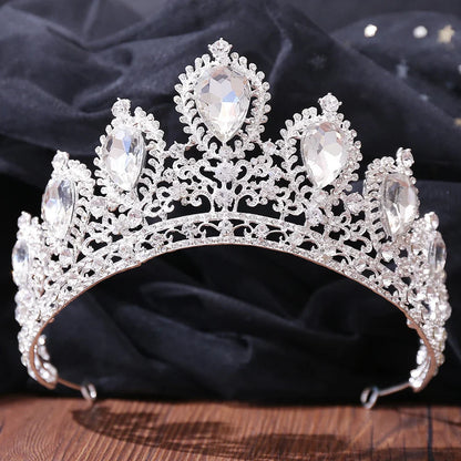 sengpan Bridal Headpiece Wedding Crown Gold Silver Color Rhinestone Crystal Diadem Queen Crown Princess Tiaras Wedding Hair Jewelry