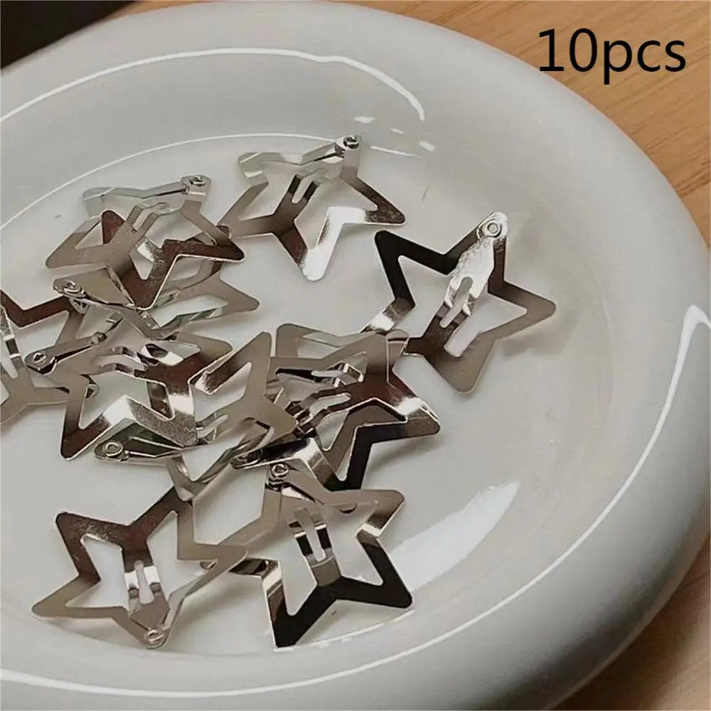 Dospita 6/10pcs Y2K Fine Sparkling Star Hair Clip for Women Metal Snap Clip Bangs Side Hairpins Girls Sweet Bobby Pin Hair Accessories