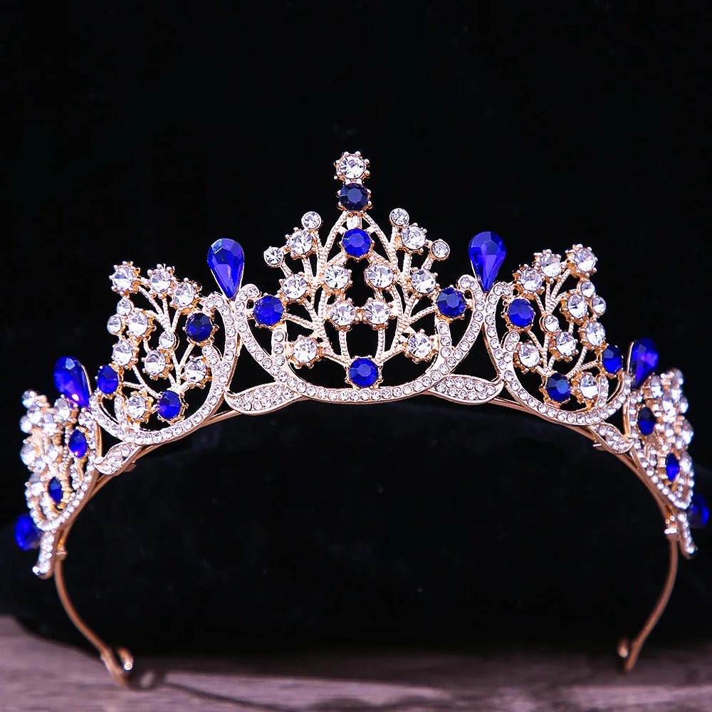 sengpan Baroque Princess Queen Bridal Crown Purple Crystal Tiara For Women Wedding Vintage Crown Hair Dress Accessories Jewelry