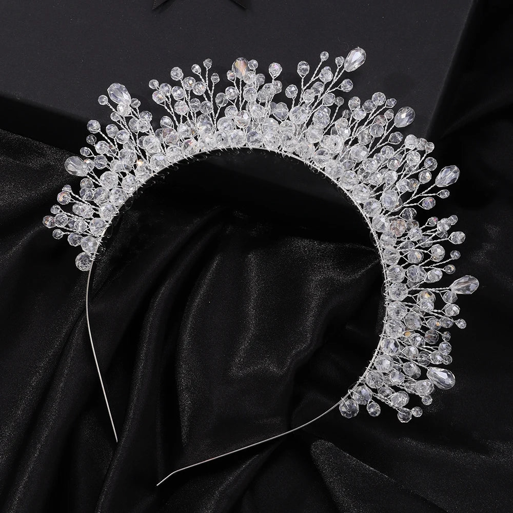 sengpan 9Colors Crystal Bridal Crown Headband Silver Diamonds Luxury Crystal Brides Headpiece Handmade Party Wedding Hair Accessories