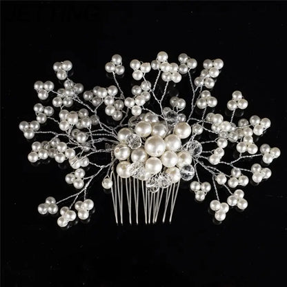 sengpan Women Elegant Hair Comb Clip Beautiful Floral Wedding Pearl Crystal Bridesmaid Bridal Hair Comb Hairpin Jewelry Hair Accessories