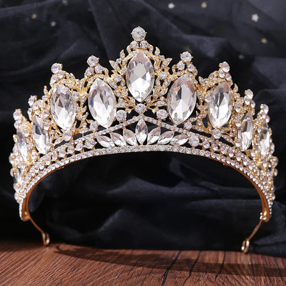 sengpan Bridal Headpiece Wedding Crown Gold Silver Color Rhinestone Crystal Diadem Queen Crown Princess Tiaras Wedding Hair Jewelry