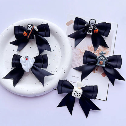 Lianfudai 1PC New Halloween Bows Hair Clips Ghost Witch Hat Pumpkin Hairpins For Baby Girls Hairgrips Barrettes Party Hair Accessories