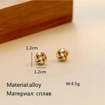 sengpan Glossy Twisted Flower Metal Stud Earrings Female Gold Color Personality Creative Fashion Windmill Button Small Ear Jewelry