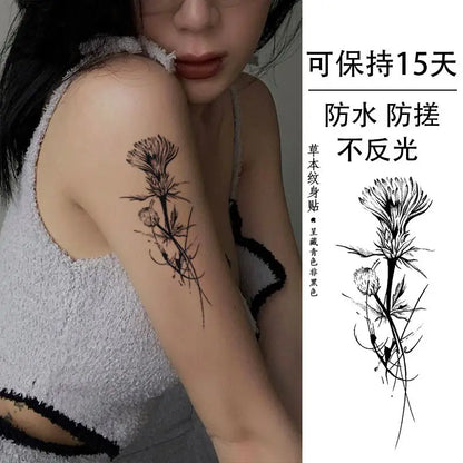 sengpan Herbal Juice Rose Flower Temporary Tattoos for Women Arm Punk Waterproof Tattoo Stickers Art Lasting Cover Scars Fake Tattoo