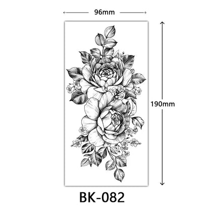 sengpan Black Flower Tattoo Stickers for Hand Arm Waterproof Temporary Tattoos for Women Butterfly Fake Tattoo Sleeve Tatoos Girls