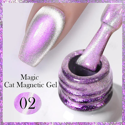 sengpan Super Holos Cat Magnetic Nail Gel Polish for Nails 10ml Soak Off Holographics Laser Gel Polish Auroras Glimmer Nails