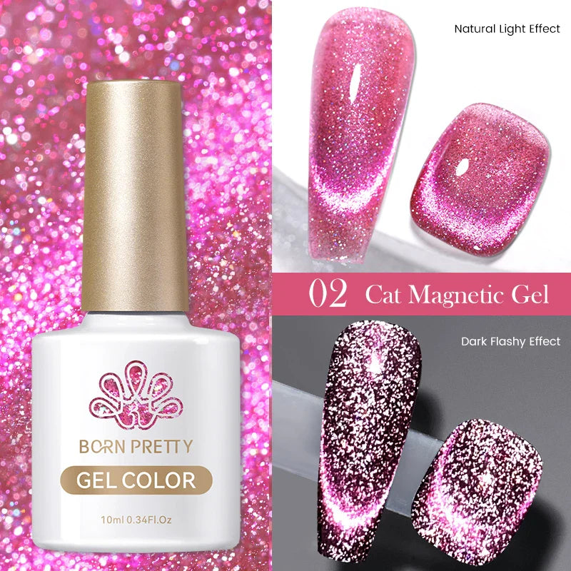 sengpan Super Holos Cat Magnetic Nail Gel Polish for Nails 10ml Soak Off Holographics Laser Gel Polish Auroras Glimmer Nails