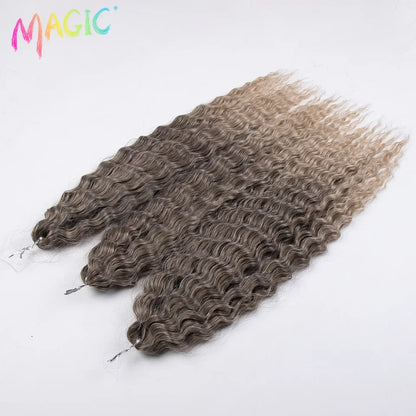 sengpan  Synthetic Hair Water Wave 24Inch Braid Hair Twist Crochet Hair Ombre Blonde Pink Deep Wave Braiding Hair Extension Cosplay