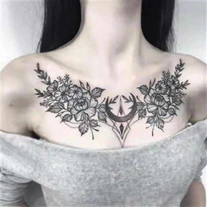 sengpan Dark Flower Sexy Tattoo Temporary Waterproof Female Stickers Chest ArmThigh Fashion Tatuajes Temporales Para Mujer Fake Tattoos