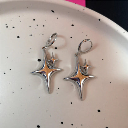 sengpan Punk Vintage Aesthetic Black Irregular Cross Star Heart Pendant Earrings Women Men Charms Jewelry Y2K 90s Harajuku Accessories