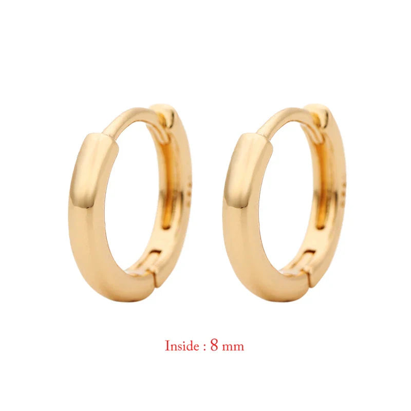 sengpan 1Pair Single Minimal Gold Color Tiny Cartilage Hoop Earrings Stainless Steel Trendy Glossy Small Huggie Earring Piercing Jewelry