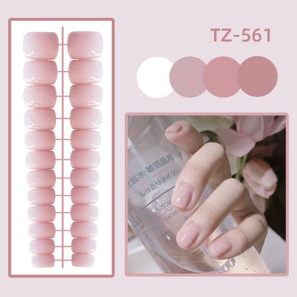 sengpan 24Pcs/Set Long Round Head Bright Solid Color Press On Acrylic Nail Art Fake Nails Finished Wearing Manicure Reusable False Nails