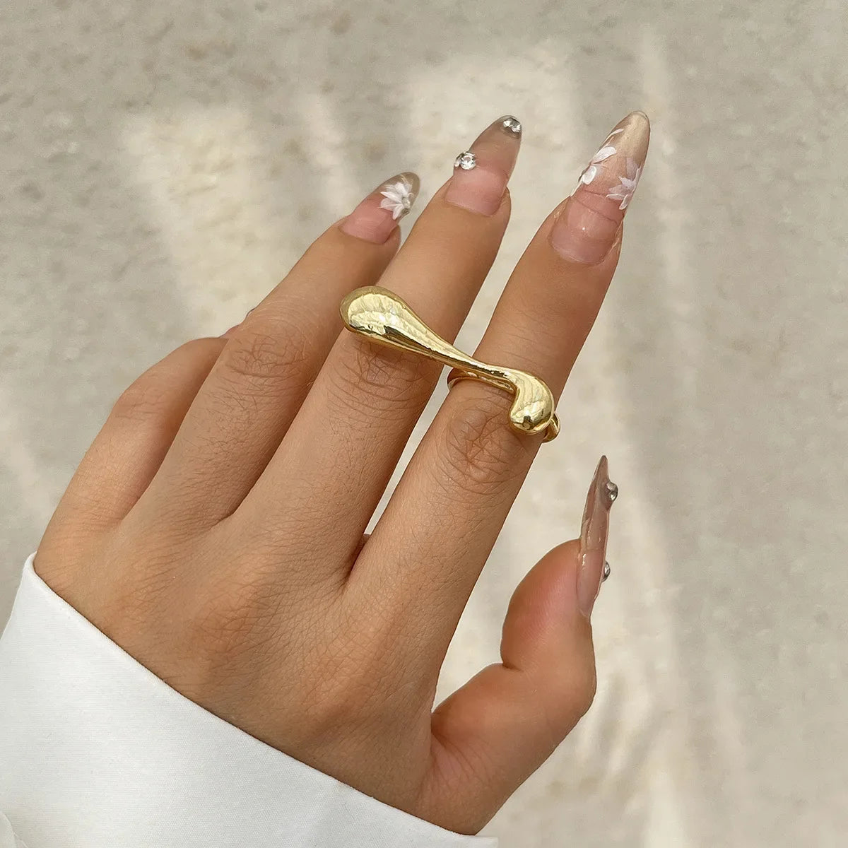 Lianfudai Hip Hop Punk Irregular Metal Rings For Women Men Fashion Geometric Gold Silver Color Knuckle Joint Ring Jewelry 2024 New